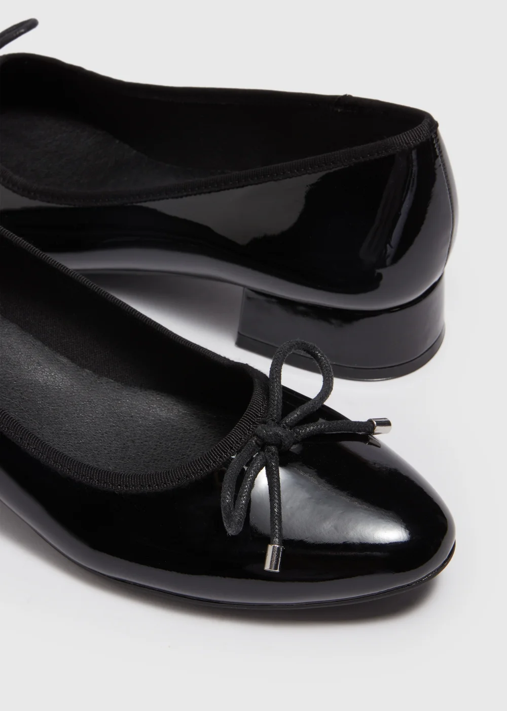 Black Patent Ballerina Low Block Heels - Size 3 Image 2