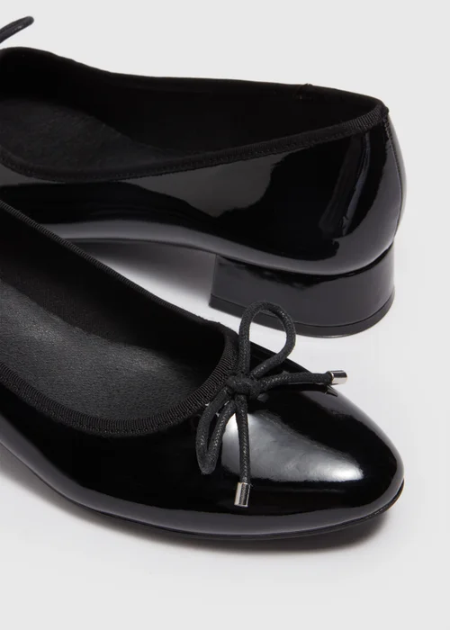 Black Patent Ballerina Low Block Heels - Size 3 Image 2