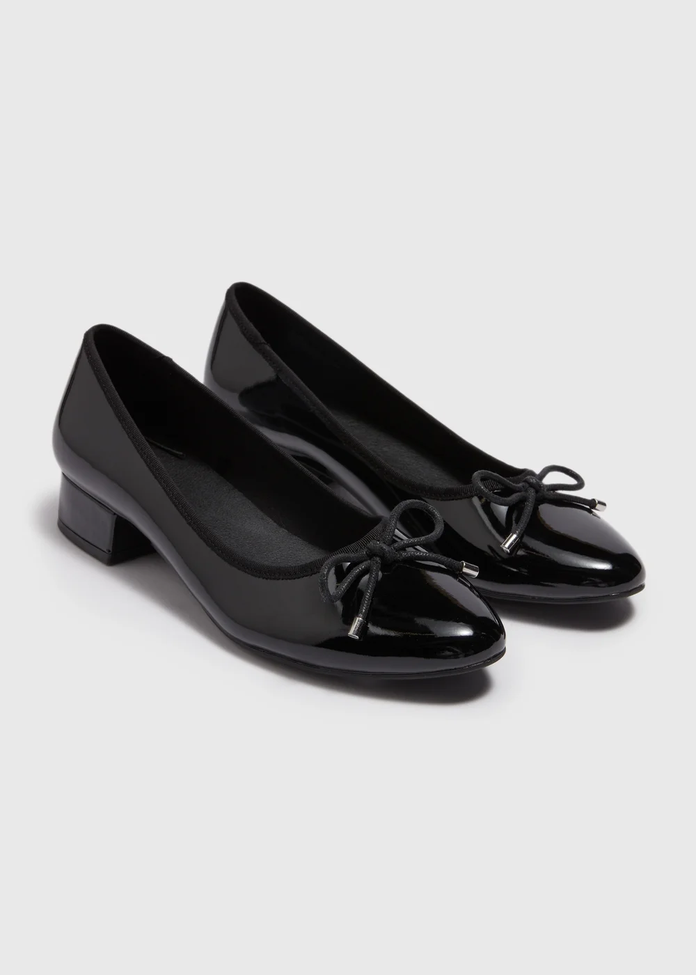 Black Patent Ballerina Low Block Heels - Size 3 Image 1