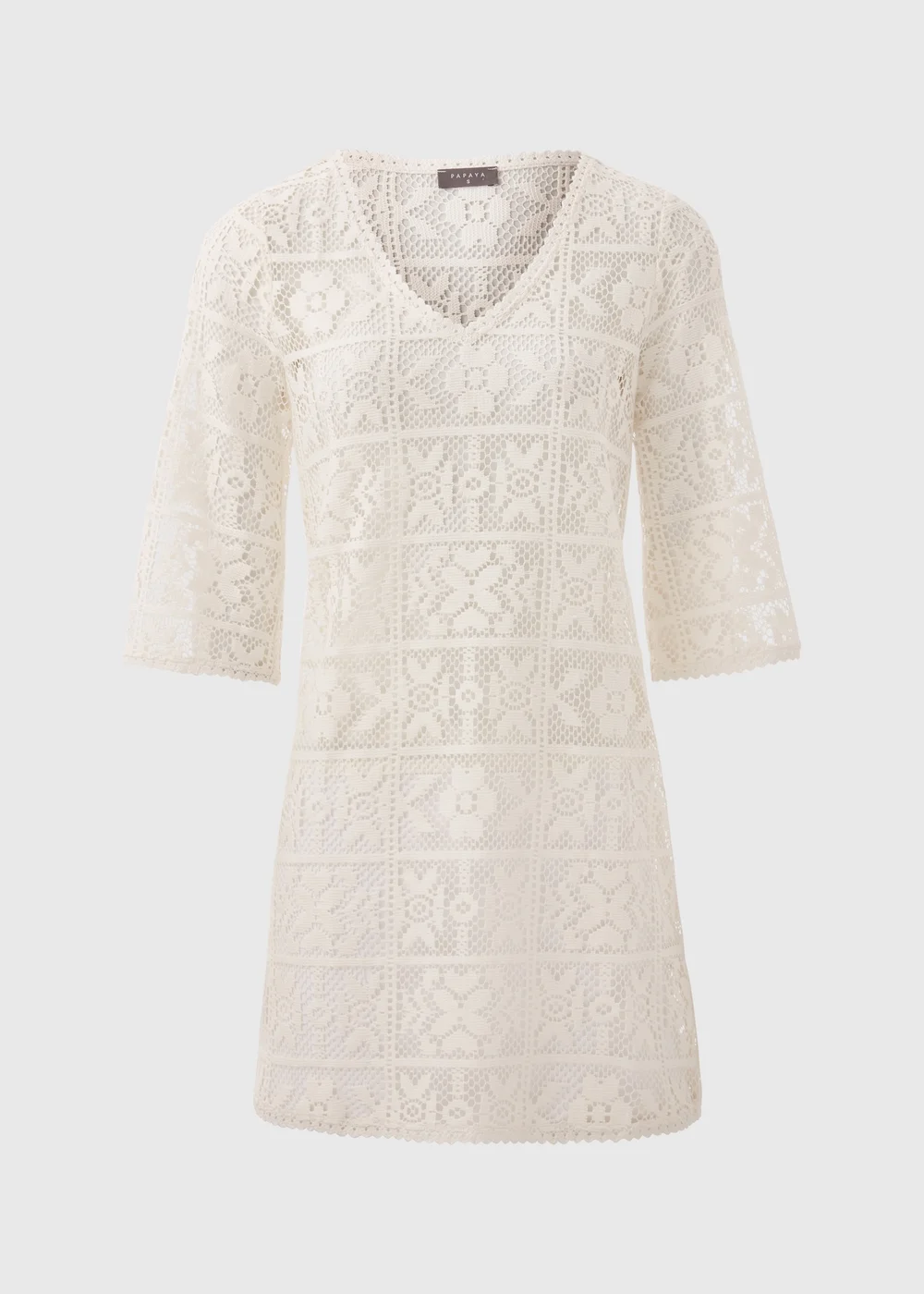 Cream Crochet Long Sleeve Mini Dress - Extra small Image 4