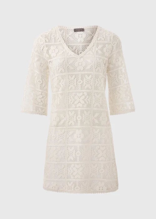 Cream Crochet Long Sleeve Mini Dress - Extra small Image 4