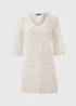 Cream Crochet Long Sleeve Mini Dress - Extra small Image 4