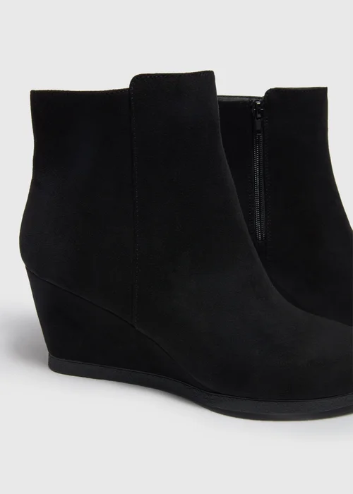 Black Wedge Boots - Size 3 Image 2