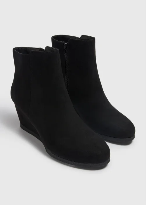 Black Wedge Boots - Size 3 Image 1