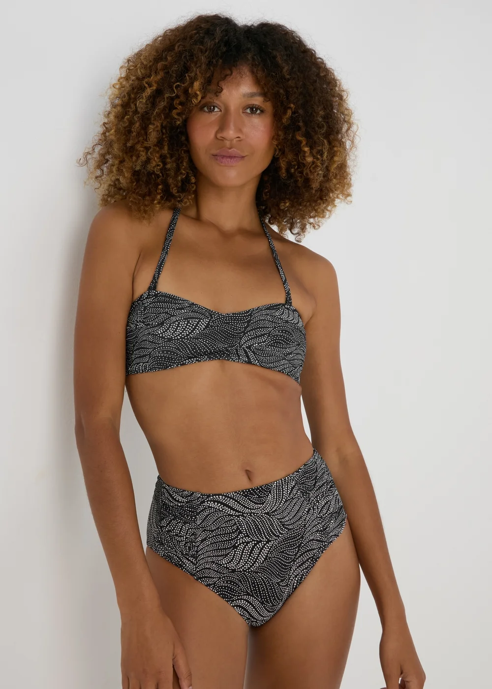 Black Spot Print Twist Bikini Top - 6 Image 1