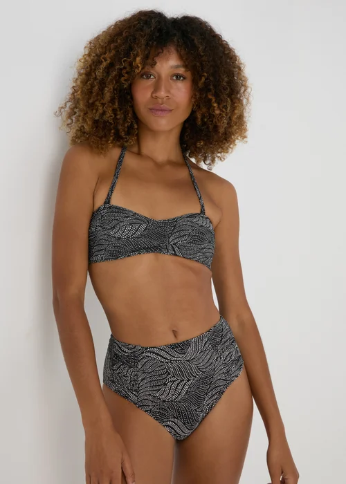 Black Spot Print Twist Bikini Top - 6 Image 1