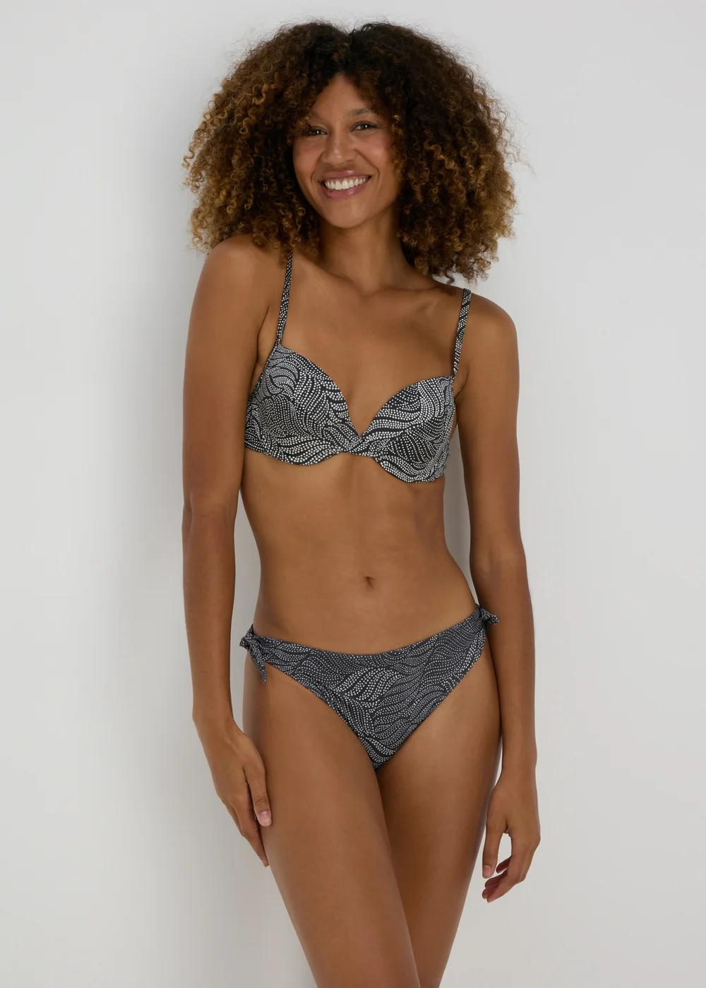 Black Spot Print Twist Bikini Bottoms - 6 Image 1