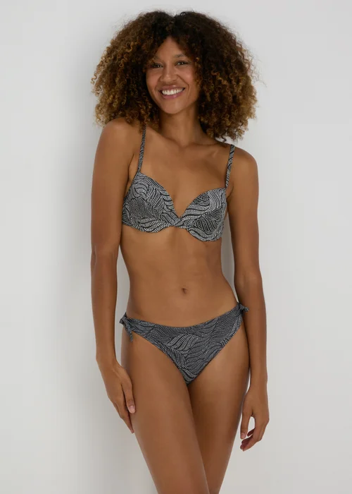 Black Spot Print Twist Bikini Bottoms - 6 Image 1