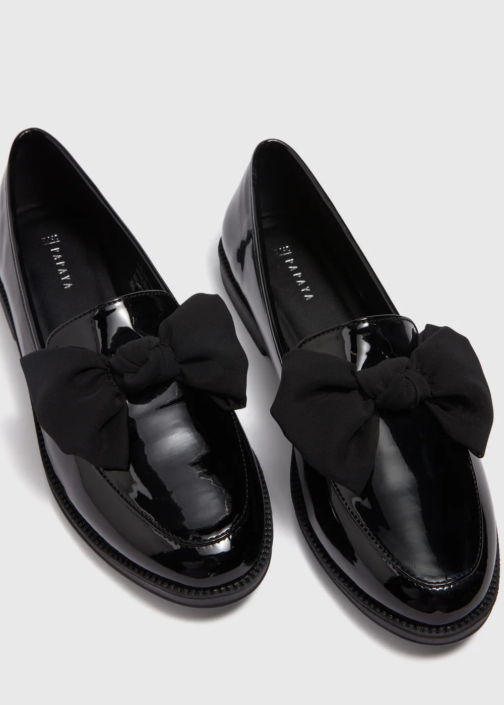 Black Patent Bow Loafers - Size 3 Image 2