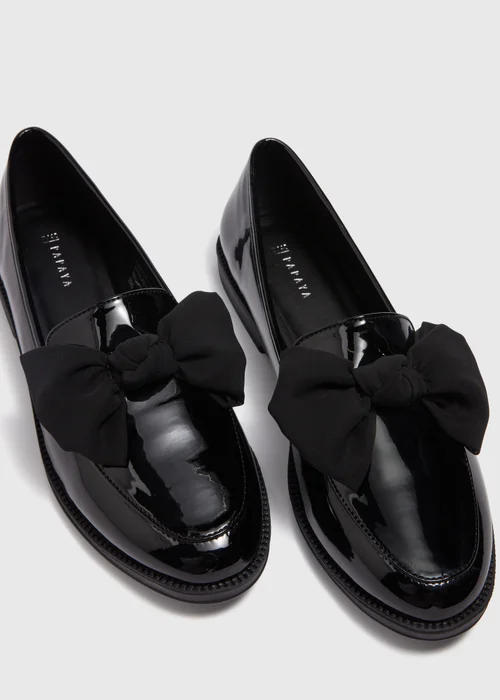 Black Patent Bow Loafers - Size 3 Image 2