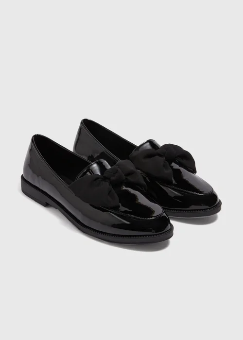Black Patent Bow Loafers - Size 3 Image 1