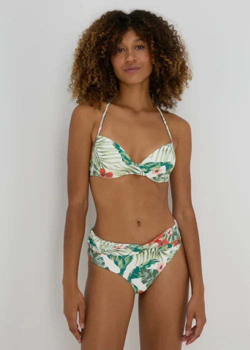 Tropical Leaf Print Cupped Bikini Top - 32B Image 1