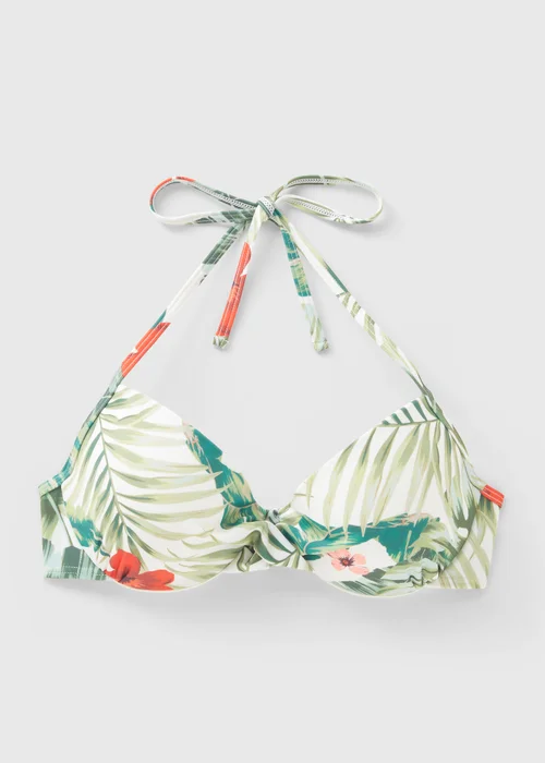 Tropical Leaf Print Cupped Bikini Top - 32B Image 3