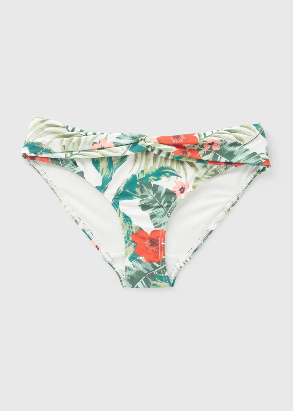 Tropical Leaf Print Twisted Bikini Bottoms - Size 8 Image 3