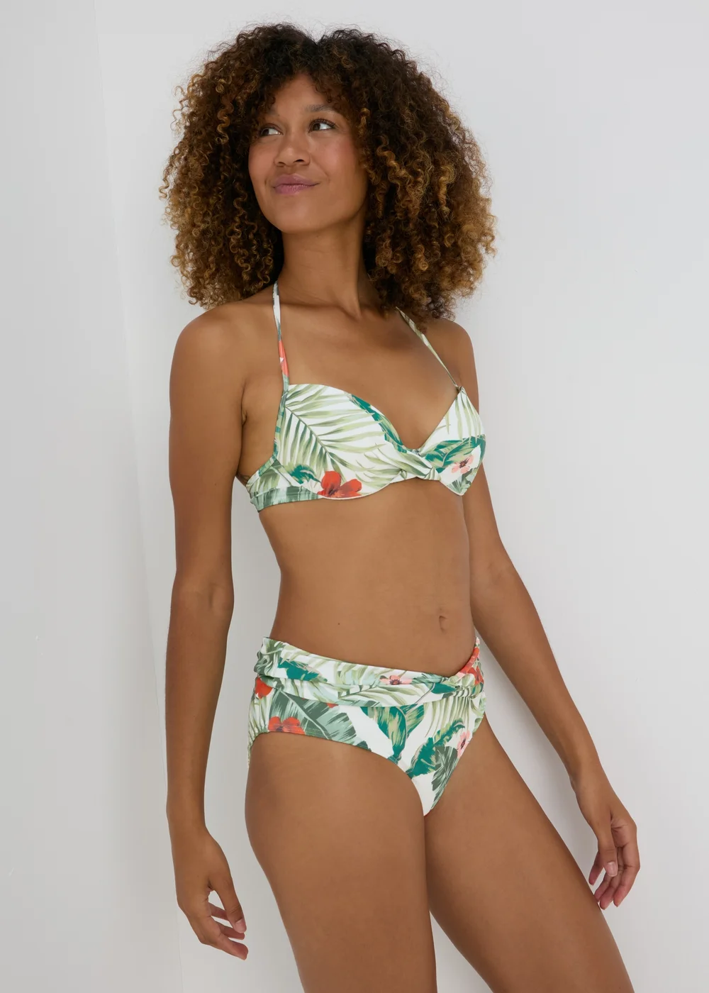 Tropical Leaf Print Twisted Bikini Bottoms - Size 8 Image 1