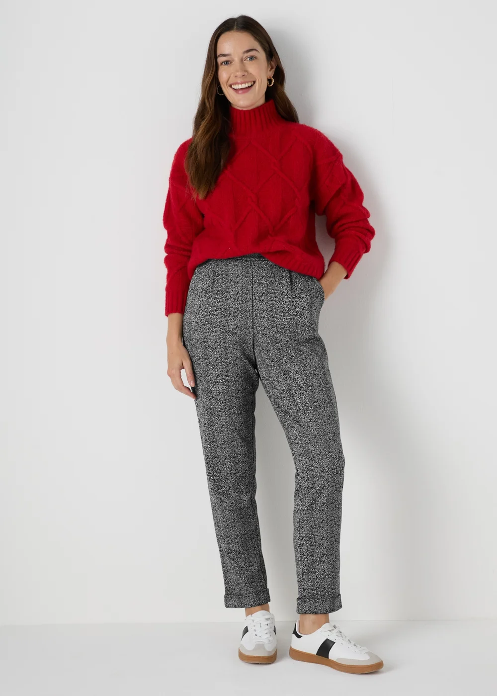Black Pattern Ponte Trousers - 8 Image 1
