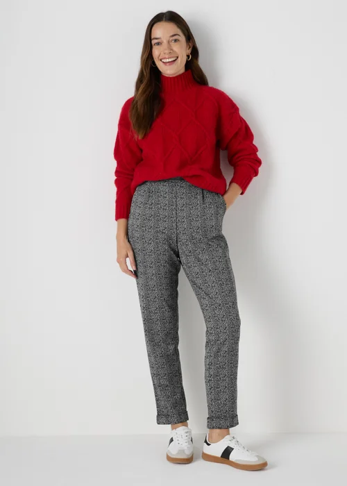 Black Pattern Ponte Trousers - 8 Image 1