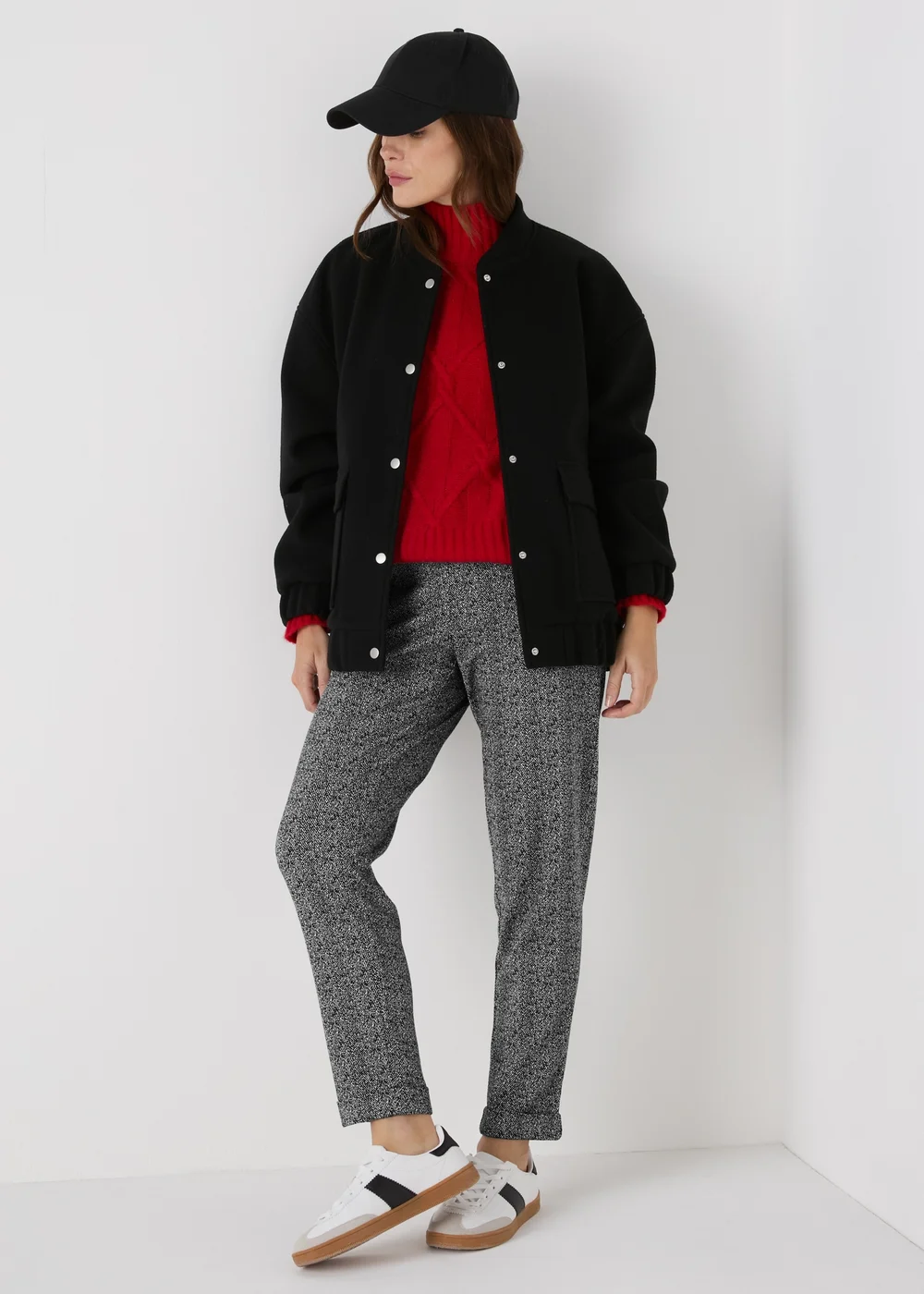 Black Pattern Ponte Trousers - 8 Image 3