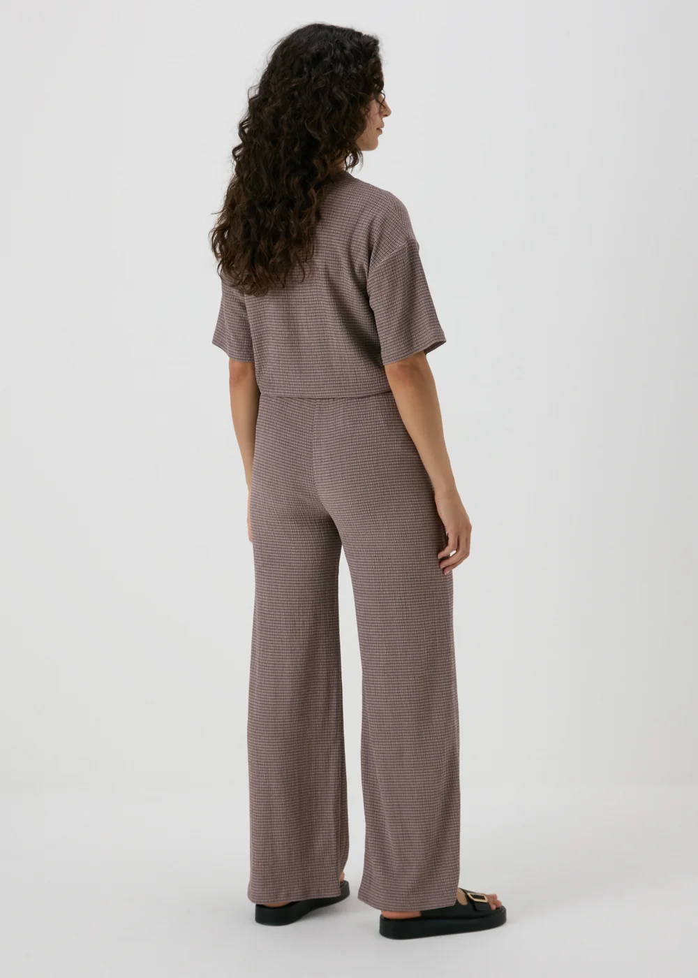 Taupe Textured Co Ord Trousers - 8 Image 2