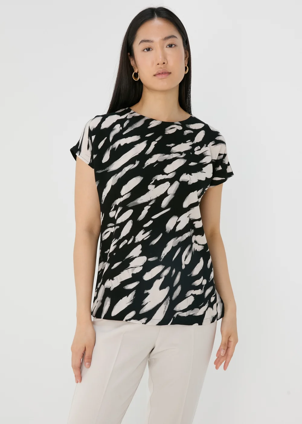 Et Vous Black Brush Print T-Shirt - 8 Image 4