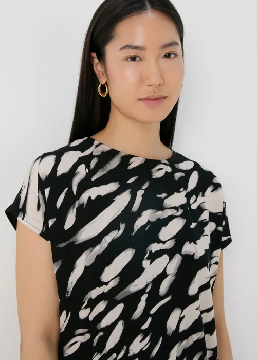 Et Vous Black Brush Print T-Shirt - 8 Image 3