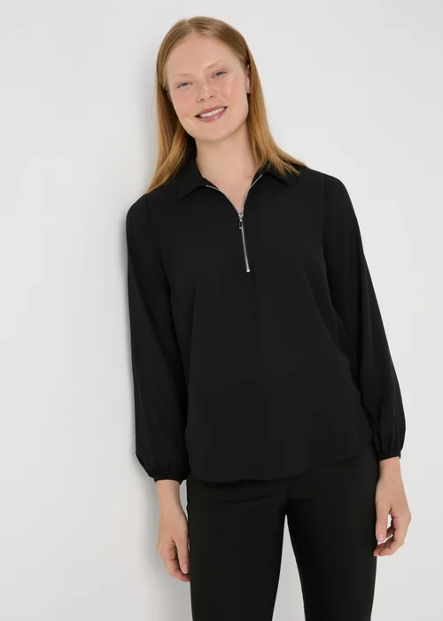 Et Vous Black Zip Up Blouse - 8 Image 1