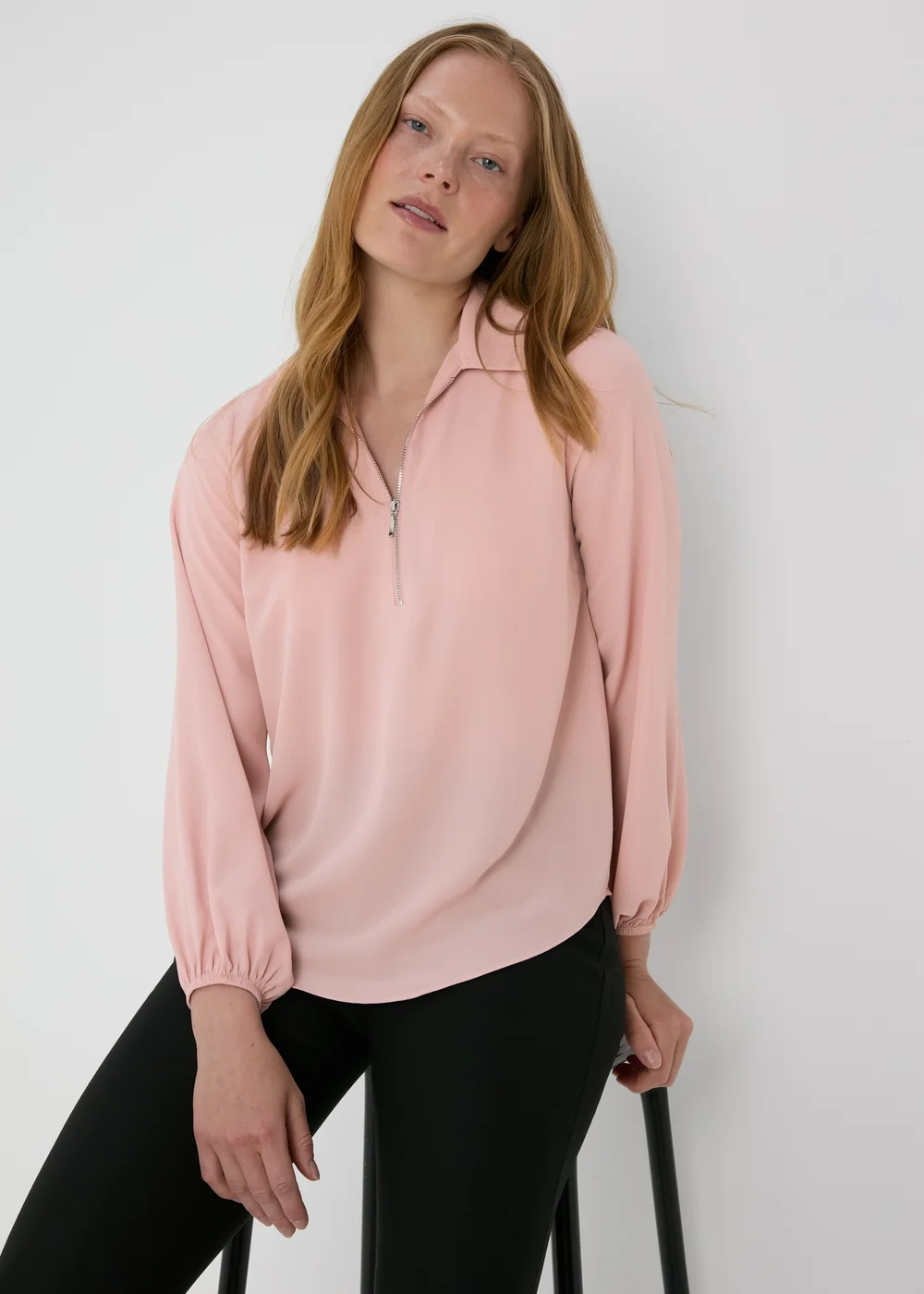 Et Vous Pink Zip Up Blouse - Size 8 Image 3