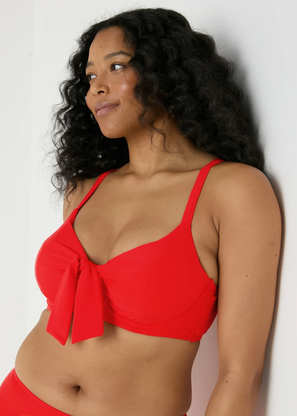 Red Tie Front Bikini Top - 34DD Image 1