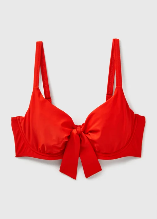 Red Tie Front Bikini Top - 34DD Image 3