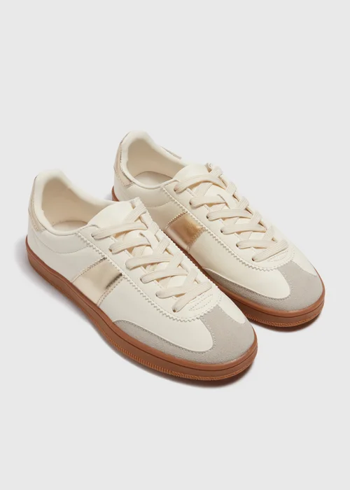 Gold Stripe Retro Trainers - Size 3 Image 1