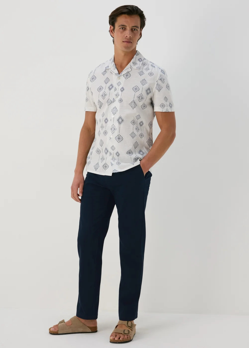 Navy Straight Fit Chinos - 38 Waist Long Image 1