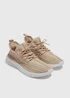 Nude Lace Up Knitted Trainers - Size 3 Image 1