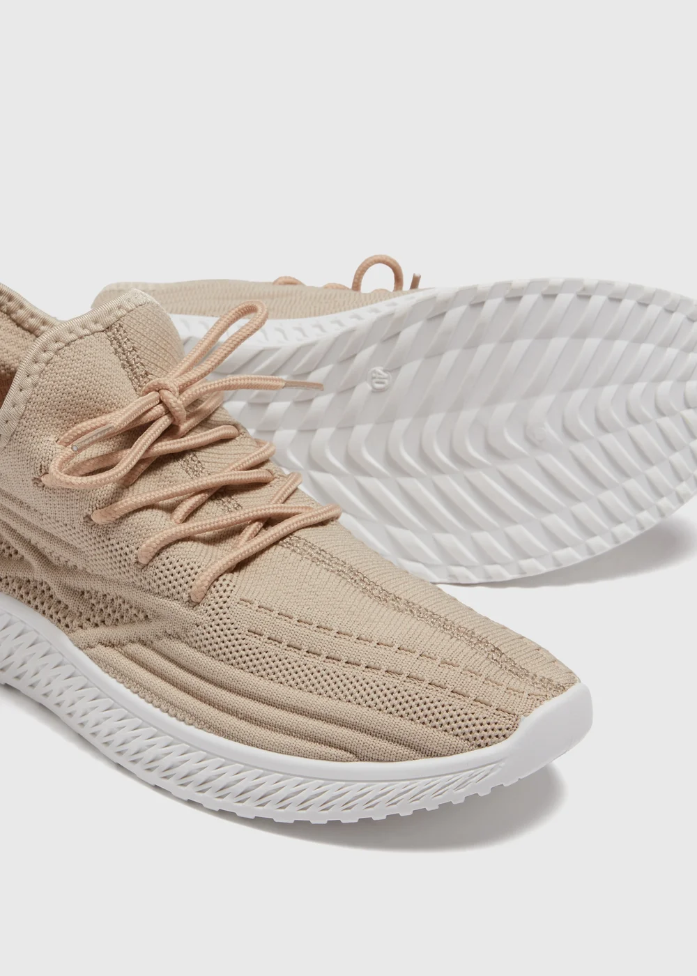 Nude Lace Up Knitted Trainers - Size 3 Image 2