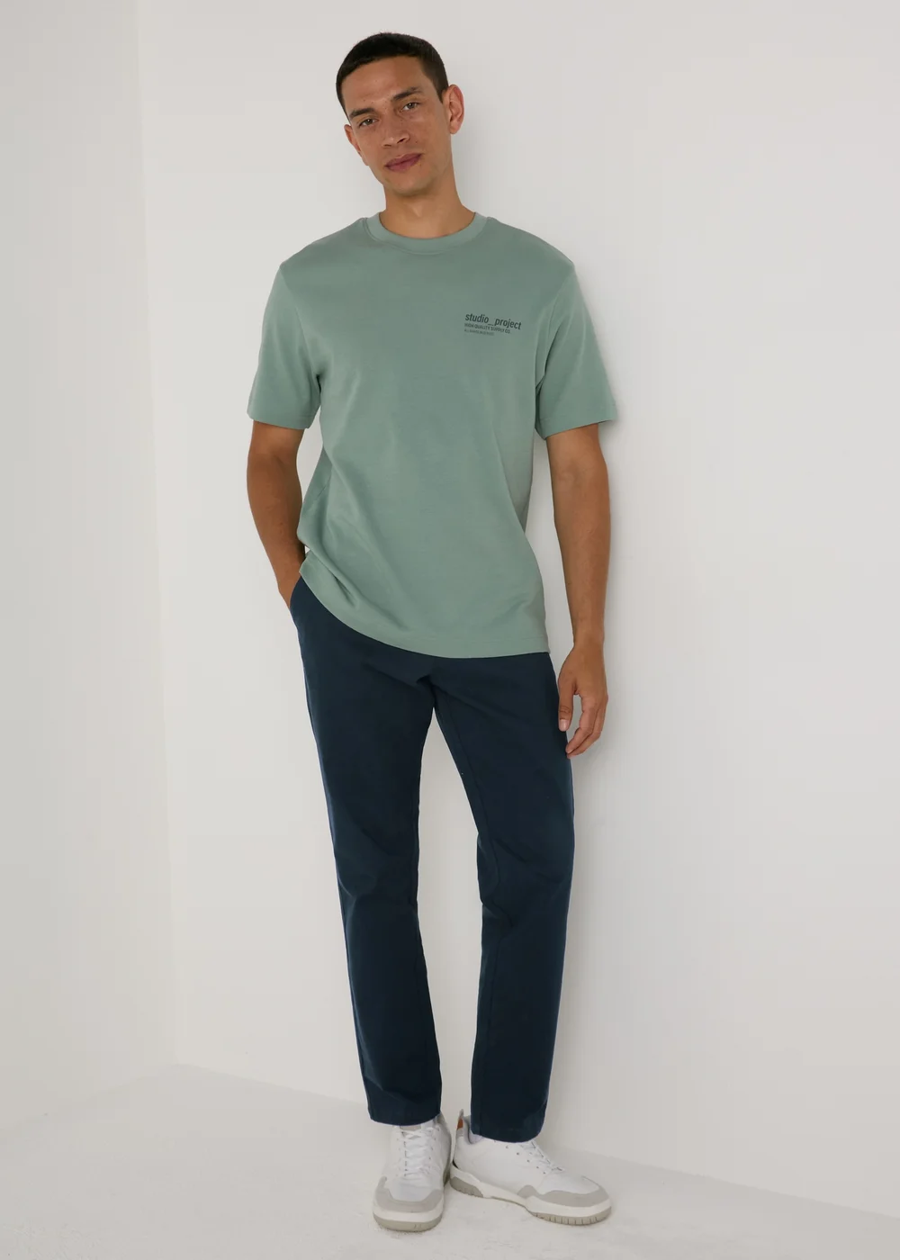 Navy Slim Fit Chinos - 38 Waist Long Image 1