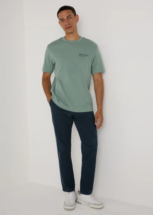Navy Slim Fit Chinos - 38 Waist Long Image 1