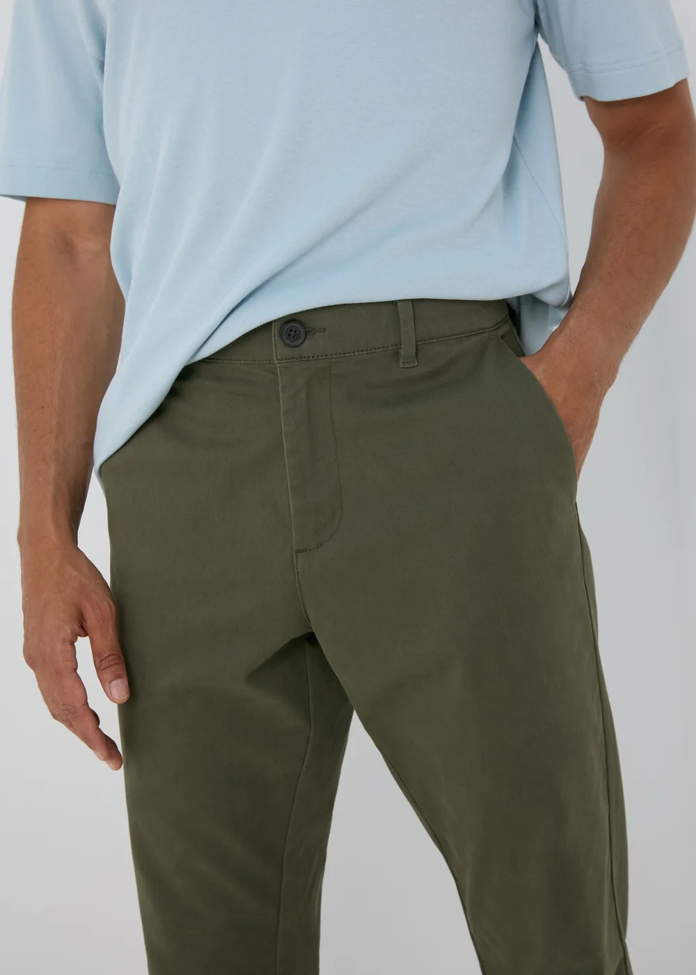 Khaki Slim Fit Chinos - 30 Waist Regular Image 3