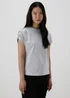 Et Vous Grey Stud Shoulder T-Shirt - 8 Image 4