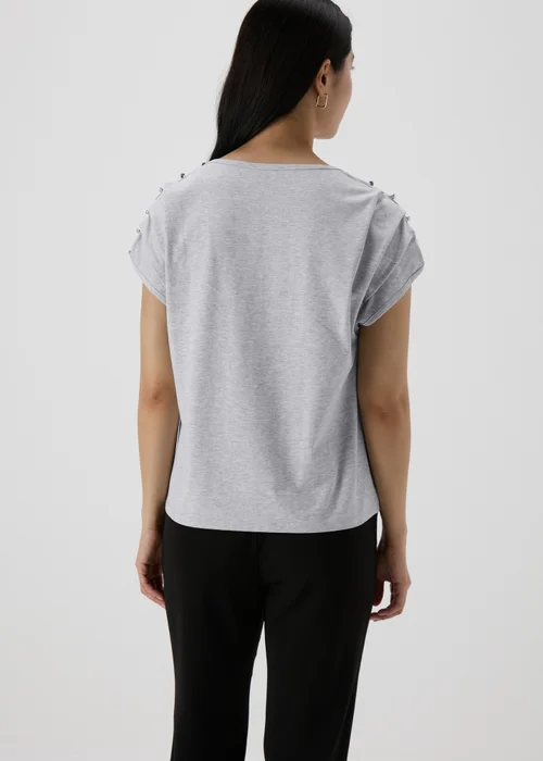 Et Vous Grey Stud Shoulder T-Shirt - 8 Image 2