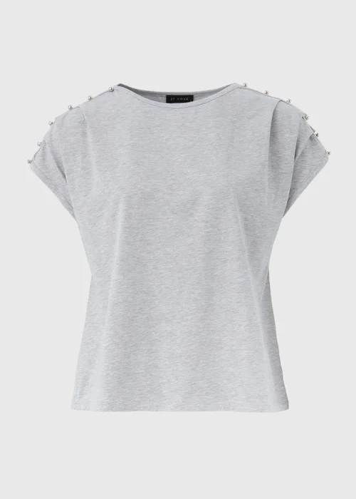 Et Vous Grey Stud Shoulder T-Shirt - 8 Image 5