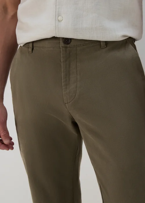 Khaki Straight Fit Stretch Chinos - 30 Waist Regular Image 3