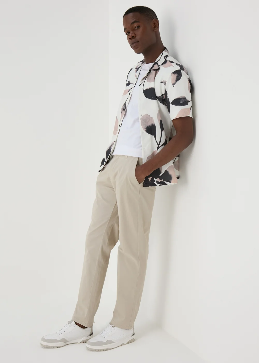 Stone Straight Fit Stretch Chinos - 30 Waist Regular Image 1