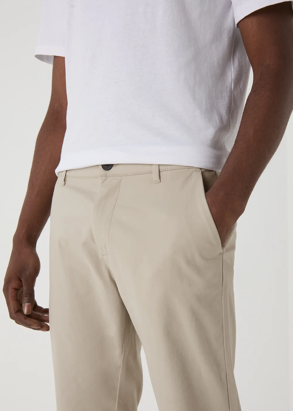Stone Straight Fit Stretch Chinos - 30 Waist Regular Image 3