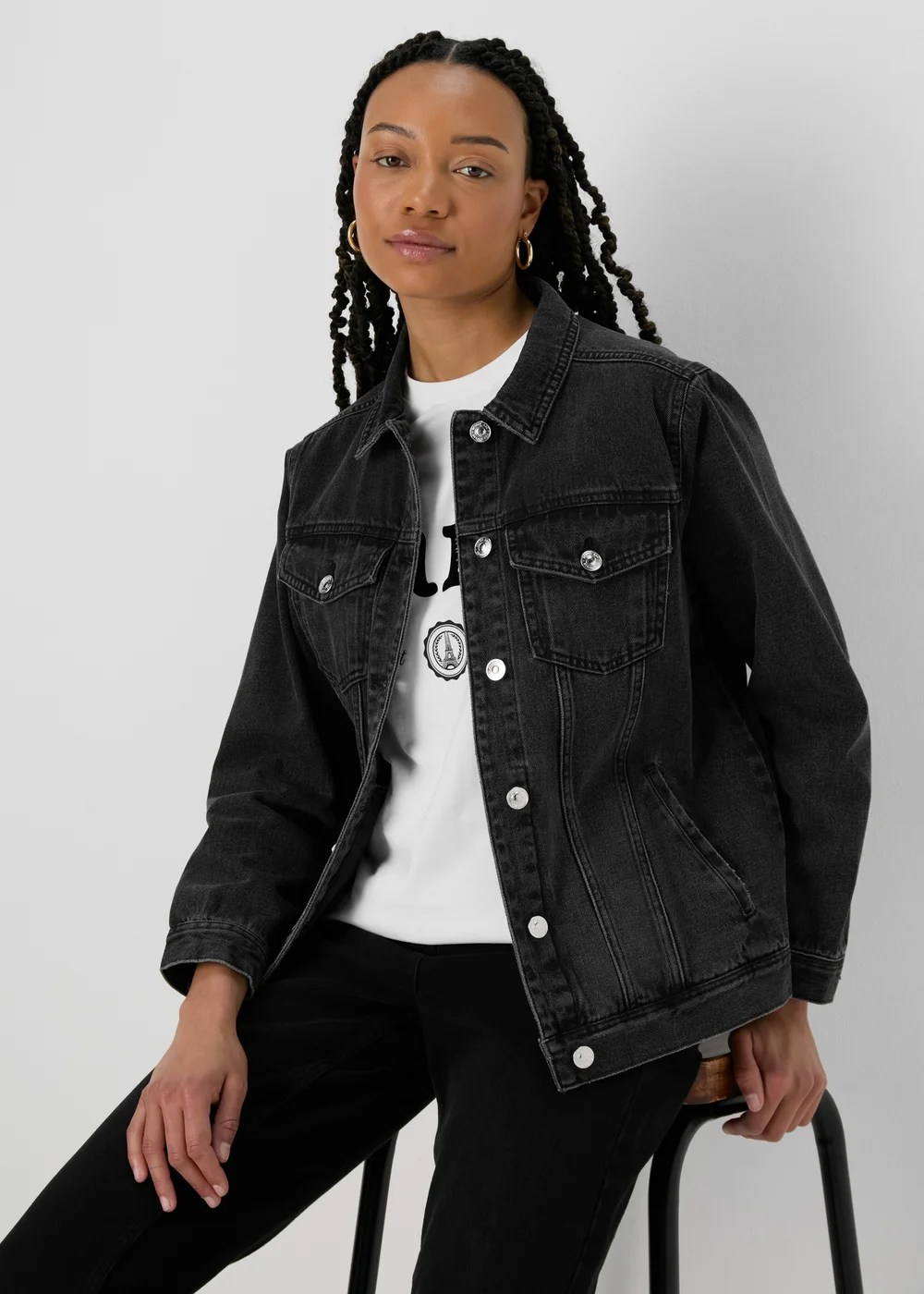 Black Wash Oversized Denim Jacket - 8 Image 1