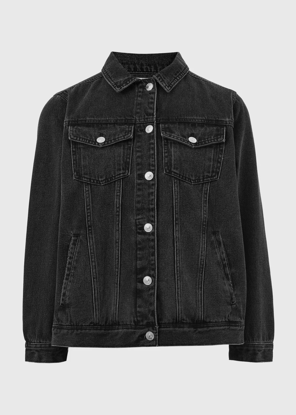 Black Wash Oversized Denim Jacket - 8 Image 5
