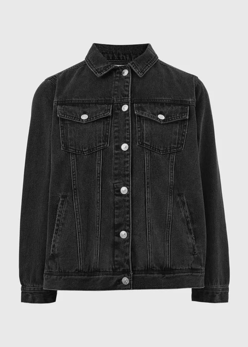 Black Wash Oversized Denim Jacket - 8 Image 5