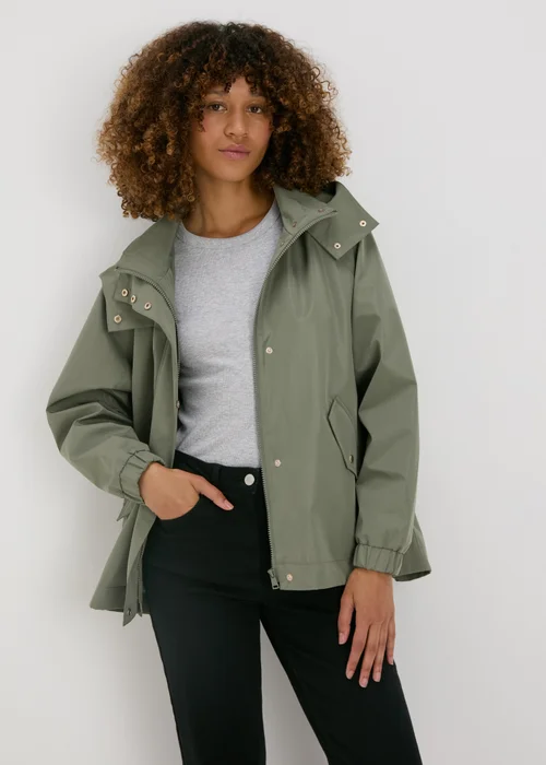 Khaki Mid Length Mac Coat - 8 Image 3