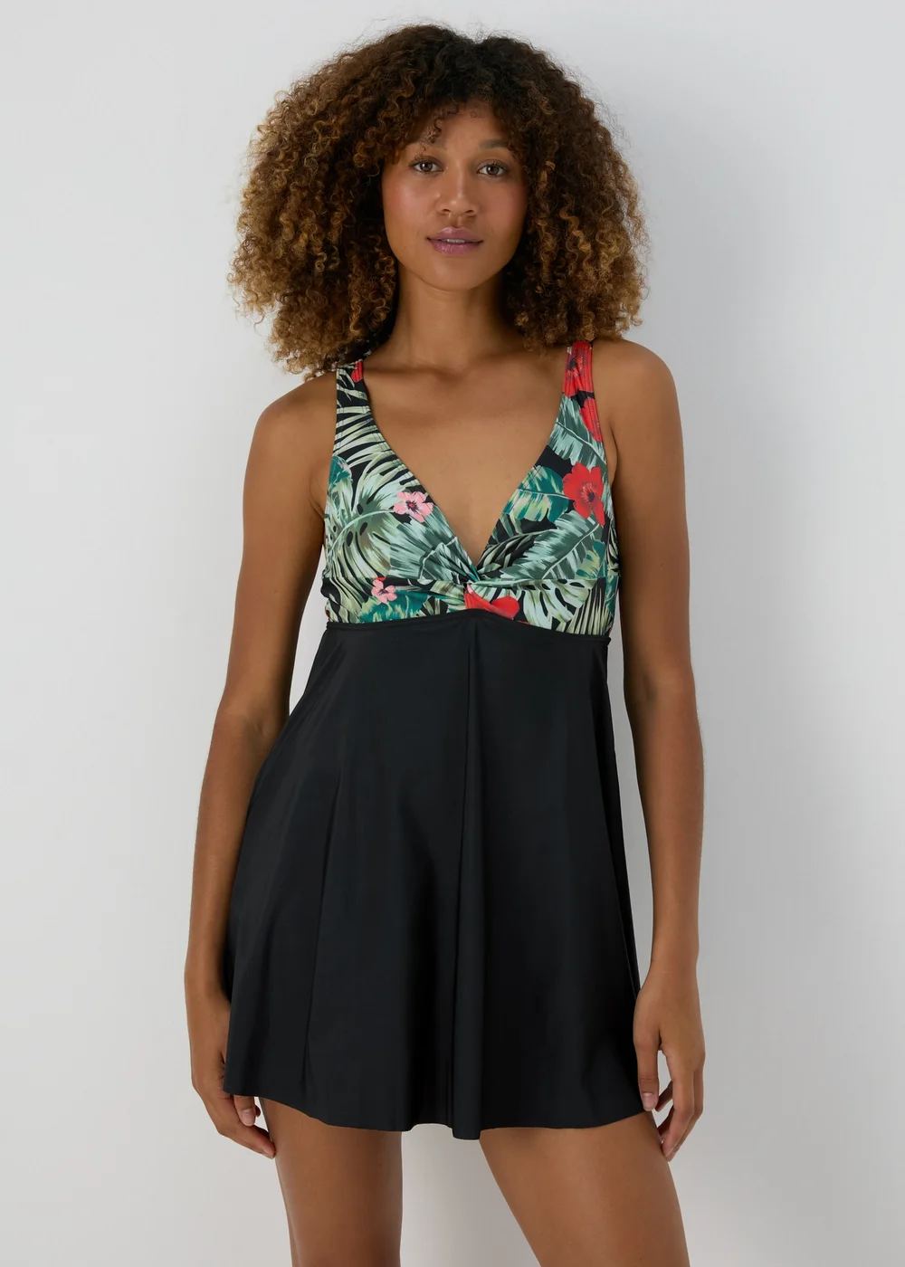 Black Floral Swimdress - 10 Image 1