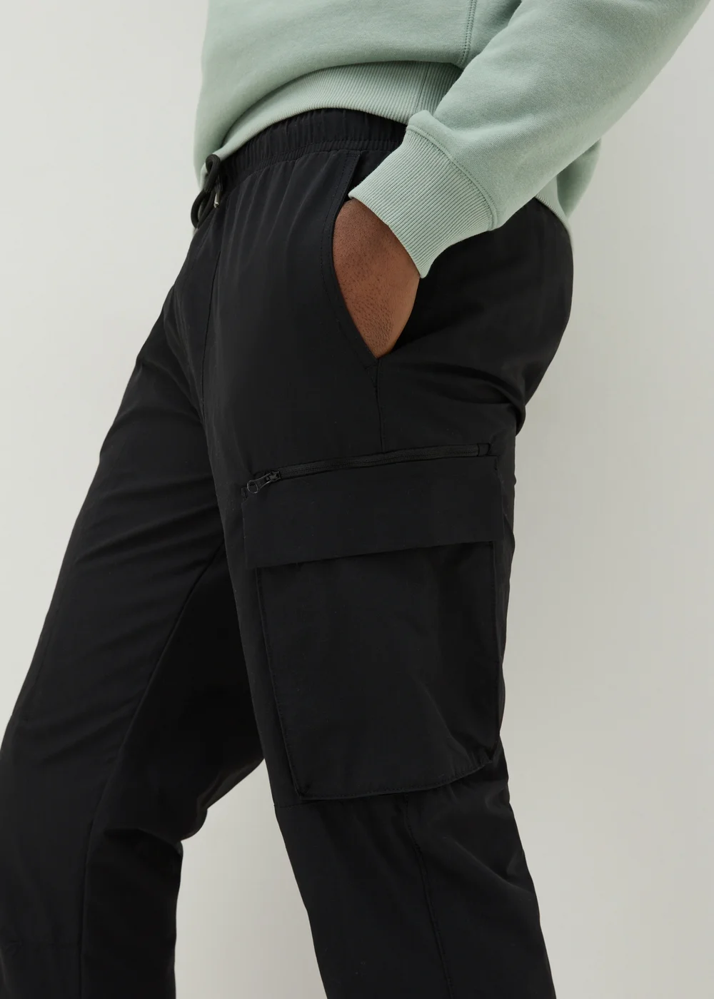 Black Drawcord Cargo Trousers - Extra small Image 3