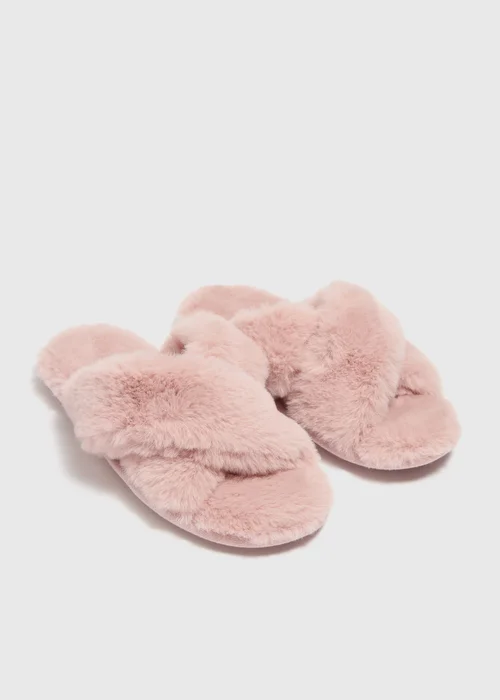 Pink Double Strap Slippers - Small Image 1
