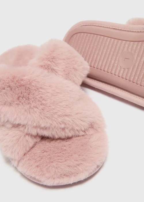 Pink Double Strap Slippers - Small Image 2